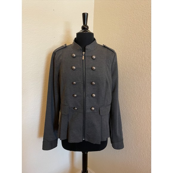 Apt. 9 Military Style Pleated Zippered Jacket - Sz L - Picture 1 of 6